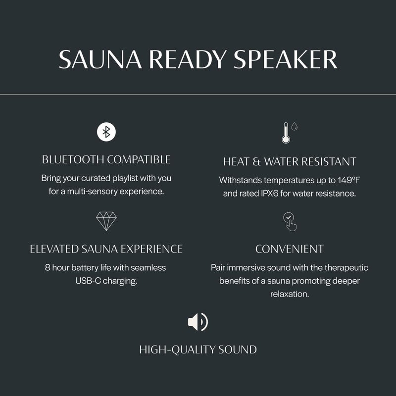 Almost Heaven Saunas Almost Heaven Bluetooth Sauna Speaker, Portable Waterproof Speakers with Heat Resistance, Designed for Wet & Dry Saunas, Wireless Bluetooth Speaker with USBC Charging, Made for Indoor & Outdoor Saunas - Image 2